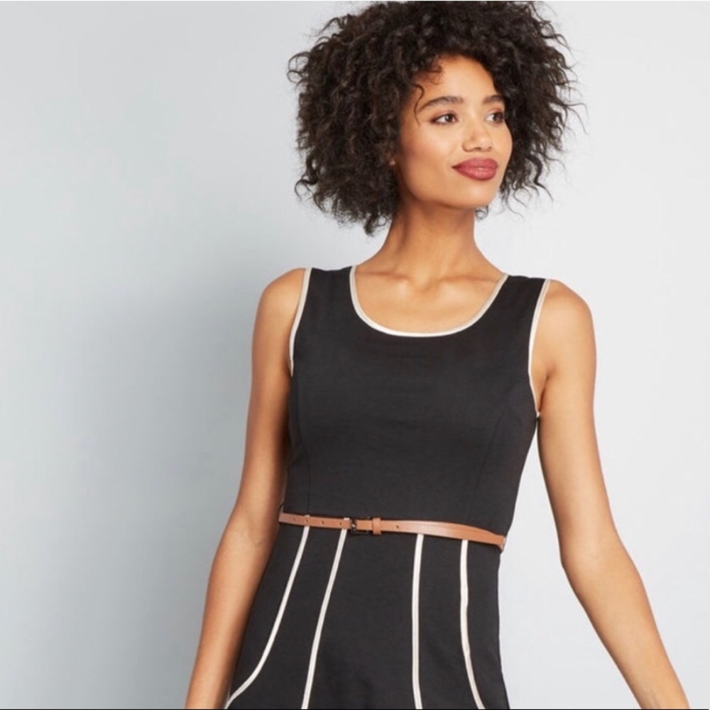 Sunny Girl black dress with white trim